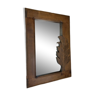 Vintage carved leaf wood mirror