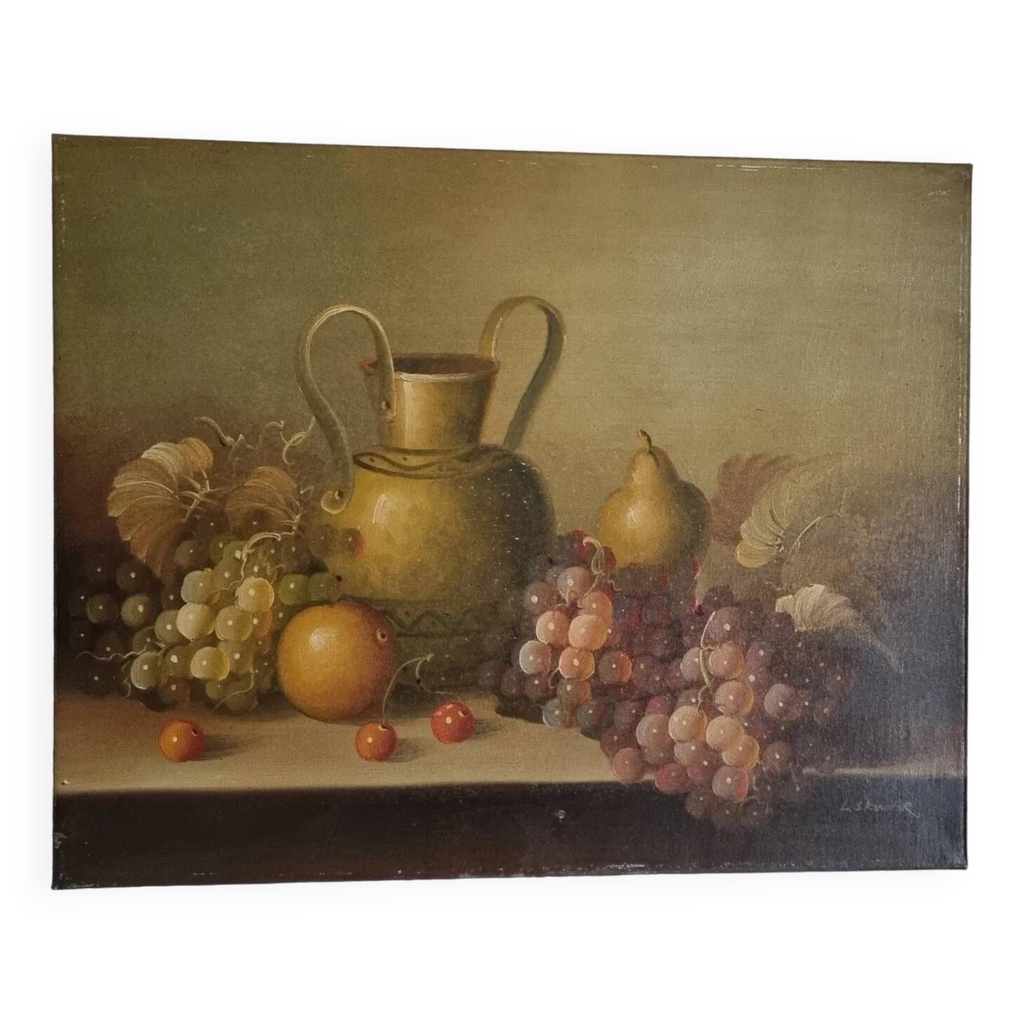 Huile sur toile nature morte peinture signée | Selency