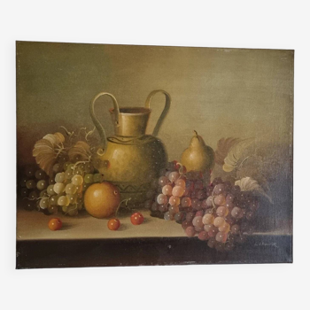 Huile sur toile nature morte peinture signée