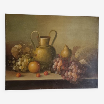 Oil on canvas still life painting signed