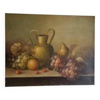 Oil on canvas still life painting signed