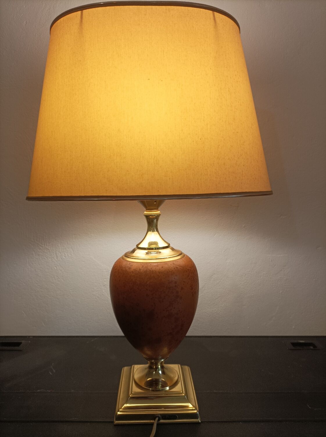 Le Dauphin lamp France vintage leather and brass