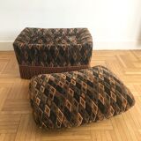 Ottoman footrest in Velvet diamond art deco style