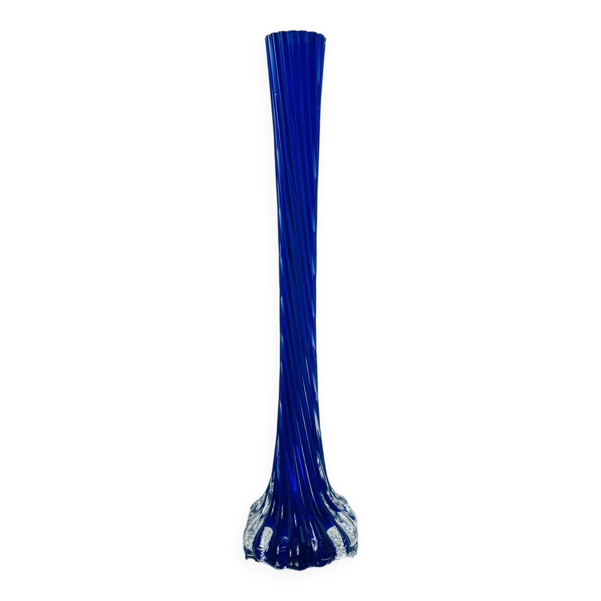 Vintage blue spiral soliflore vase
