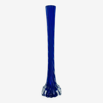 Vase soliflore vintage spirale bleu