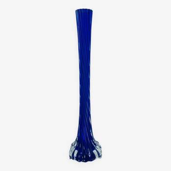 Vintage blue spiral soliflore vase