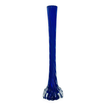 Vintage blue spiral soliflore vase
