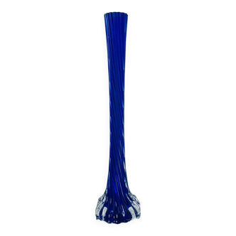 Vase soliflore vintage spirale bleu