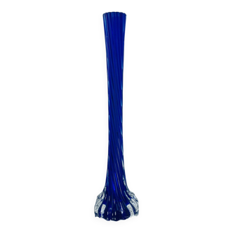 Vintage blue spiral soliflore vase