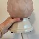Art Deco powder pink globe lamp and porcelain base