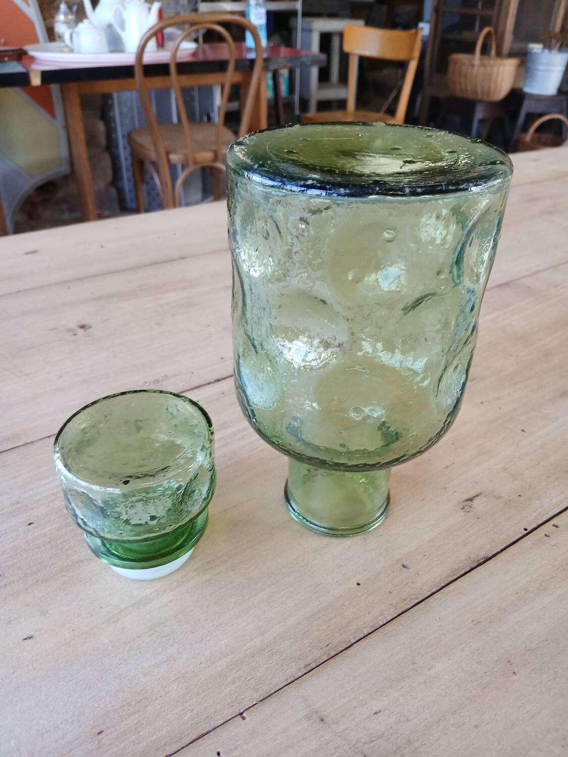 Antique green carafe