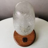 Vintage wooden table lamp with glass lampshade, 80s