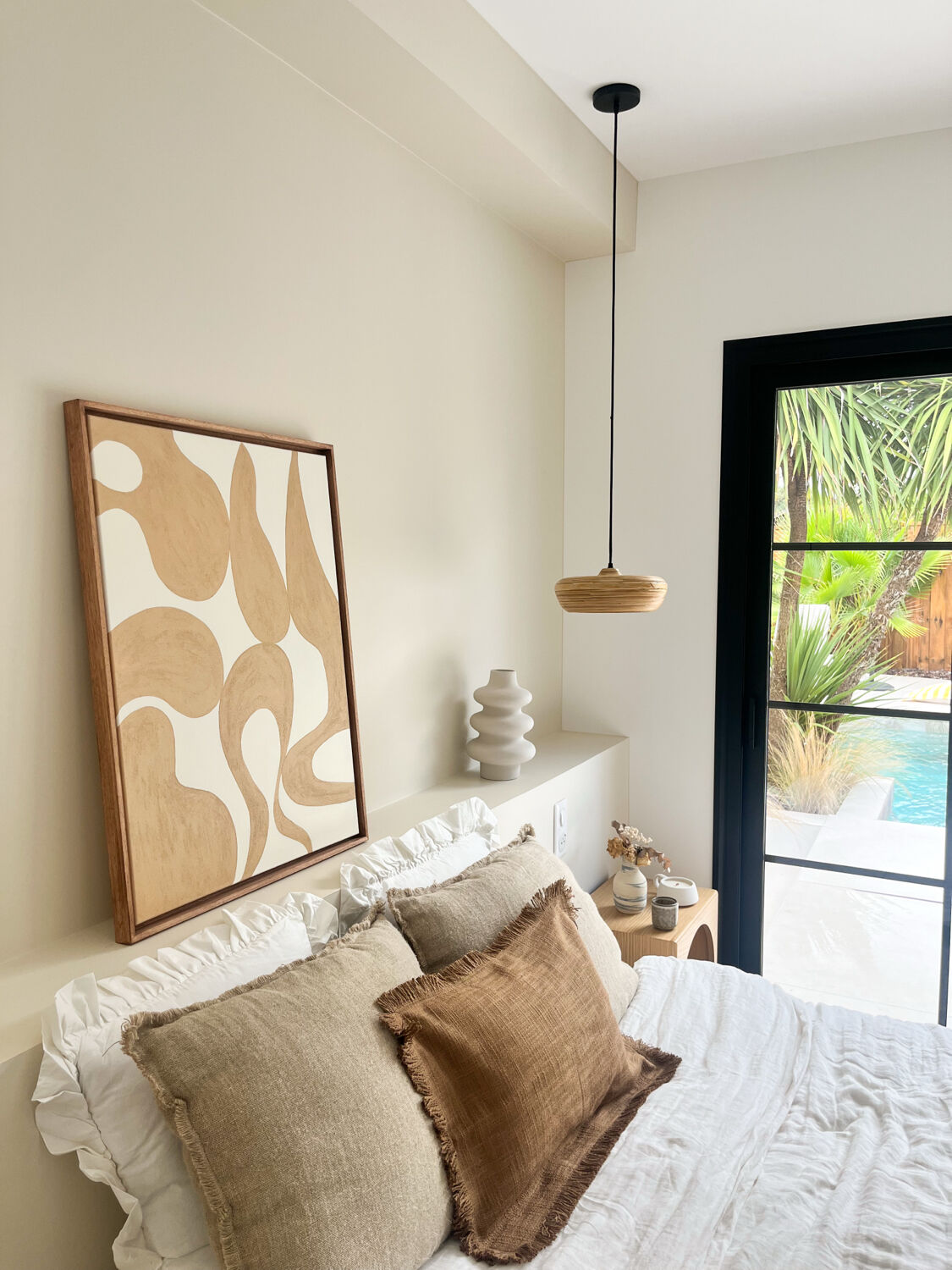 Beige and cream organic relief table.