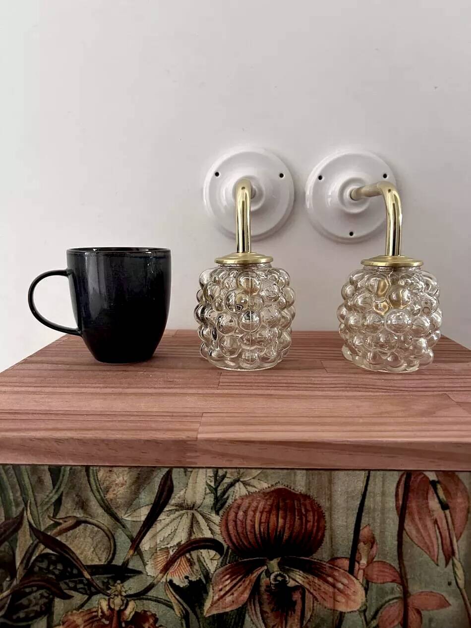 Paire d’appliques murales verre bullé