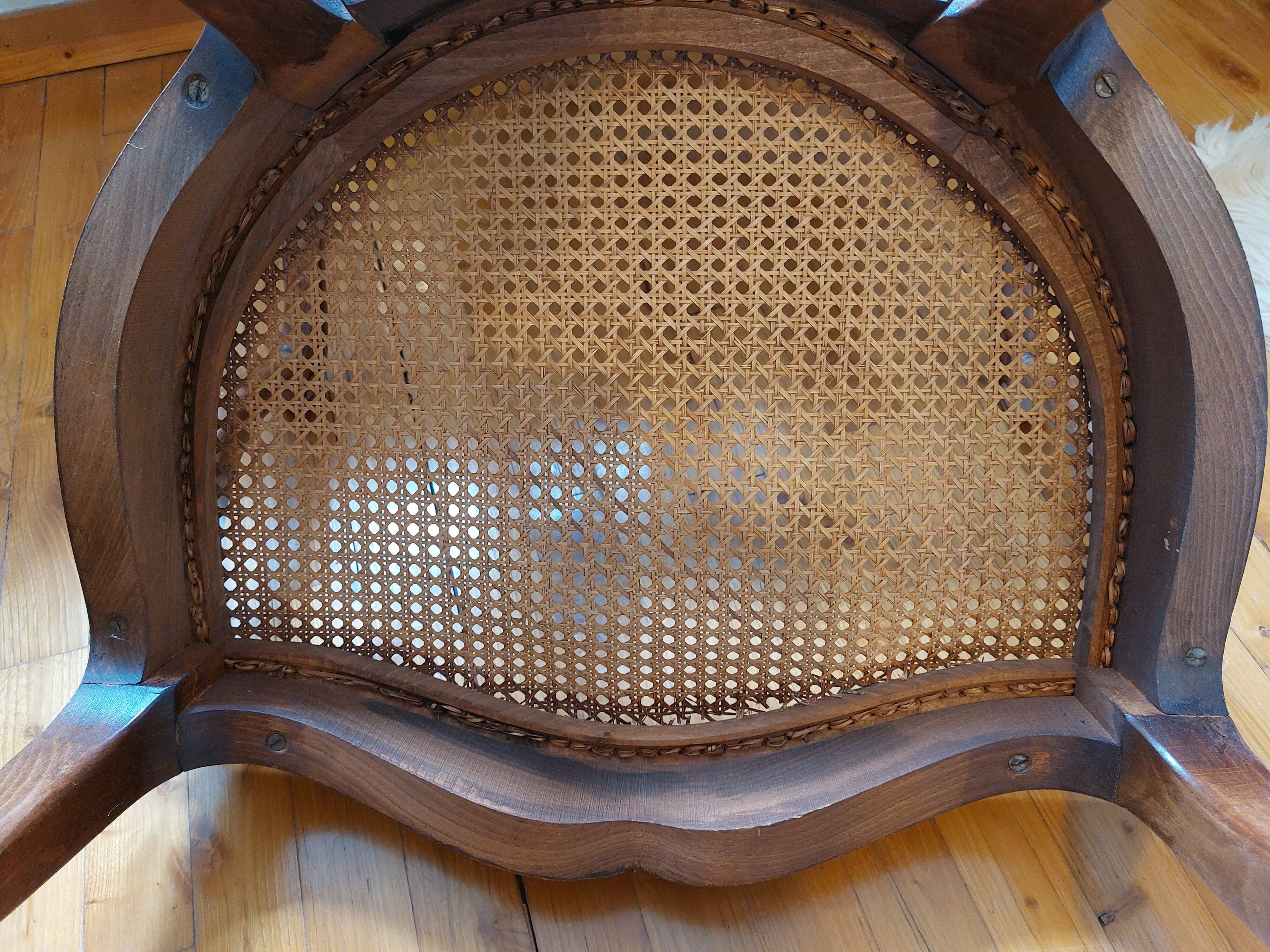 Louis XV style caned armchair