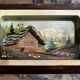 Tableau alpin vintage en bois sculpté et peint