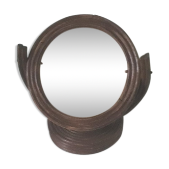Miroir psyché bois et rotin diamètre total 23cm