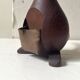 Teak wood kangaroo sculpture & genuine leather, Damemark design 1970