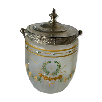 Enamelled glass cookie jar