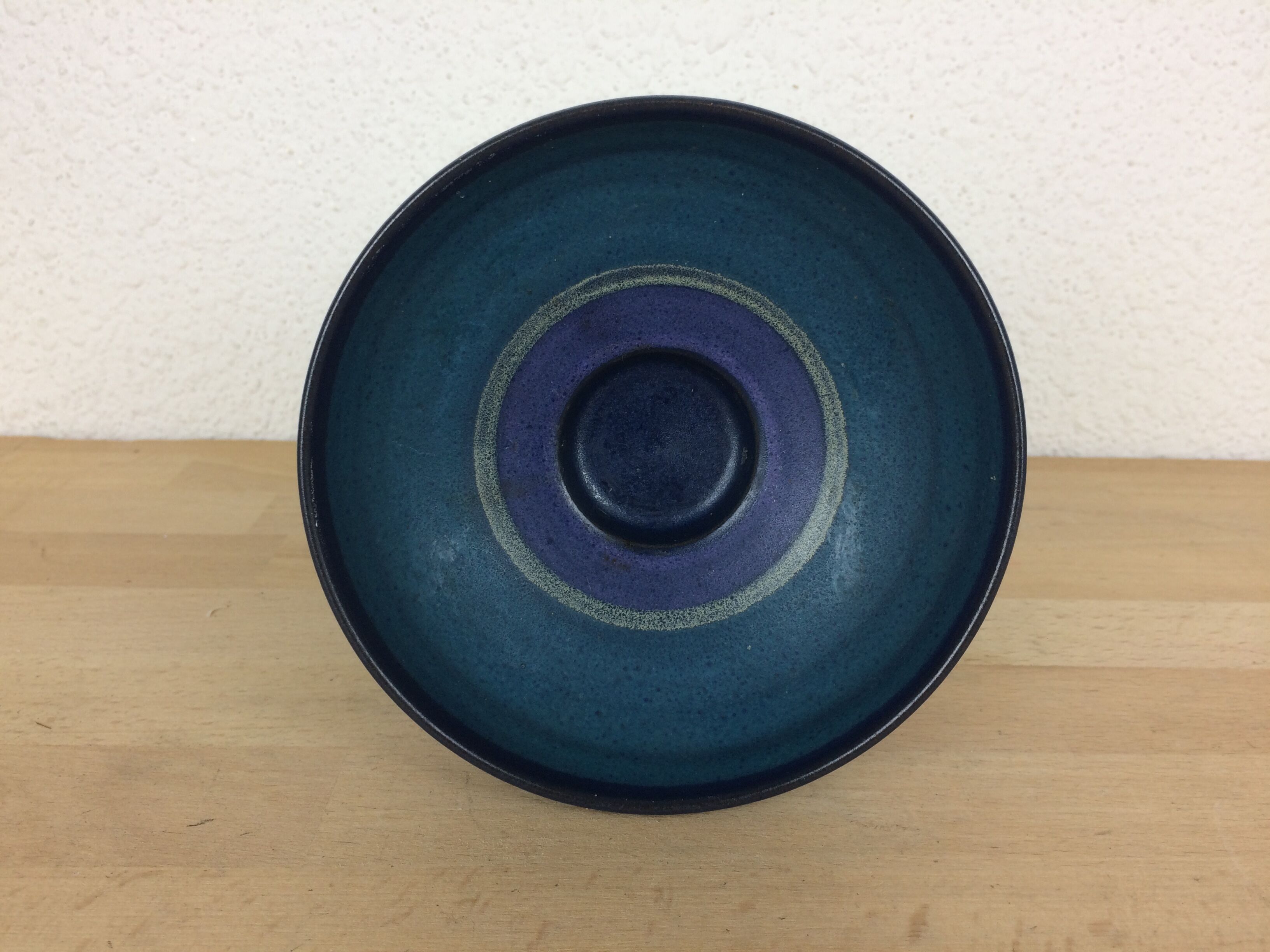 Vintage blue ceramic candle holder