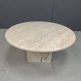 Round travertine coffee table, 1970s