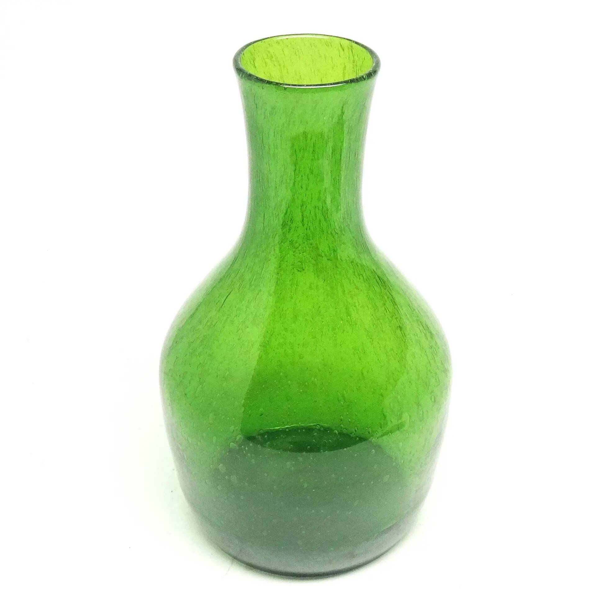 Bottle vase, mid-century modern, green antico glass, designed by Z. Horbowy, Poland, 1970s