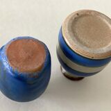 2 mid century ceramic vases in blue