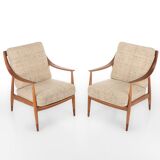 Fd144 Easy Chairs in Oak and Teak by Peter Hvidt & Orla Mølgaard-Nielsen for France & Daverkosen