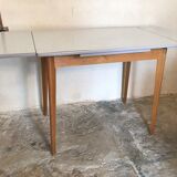 Vintage table 1960's wood and formica with extensions and wooden legs
