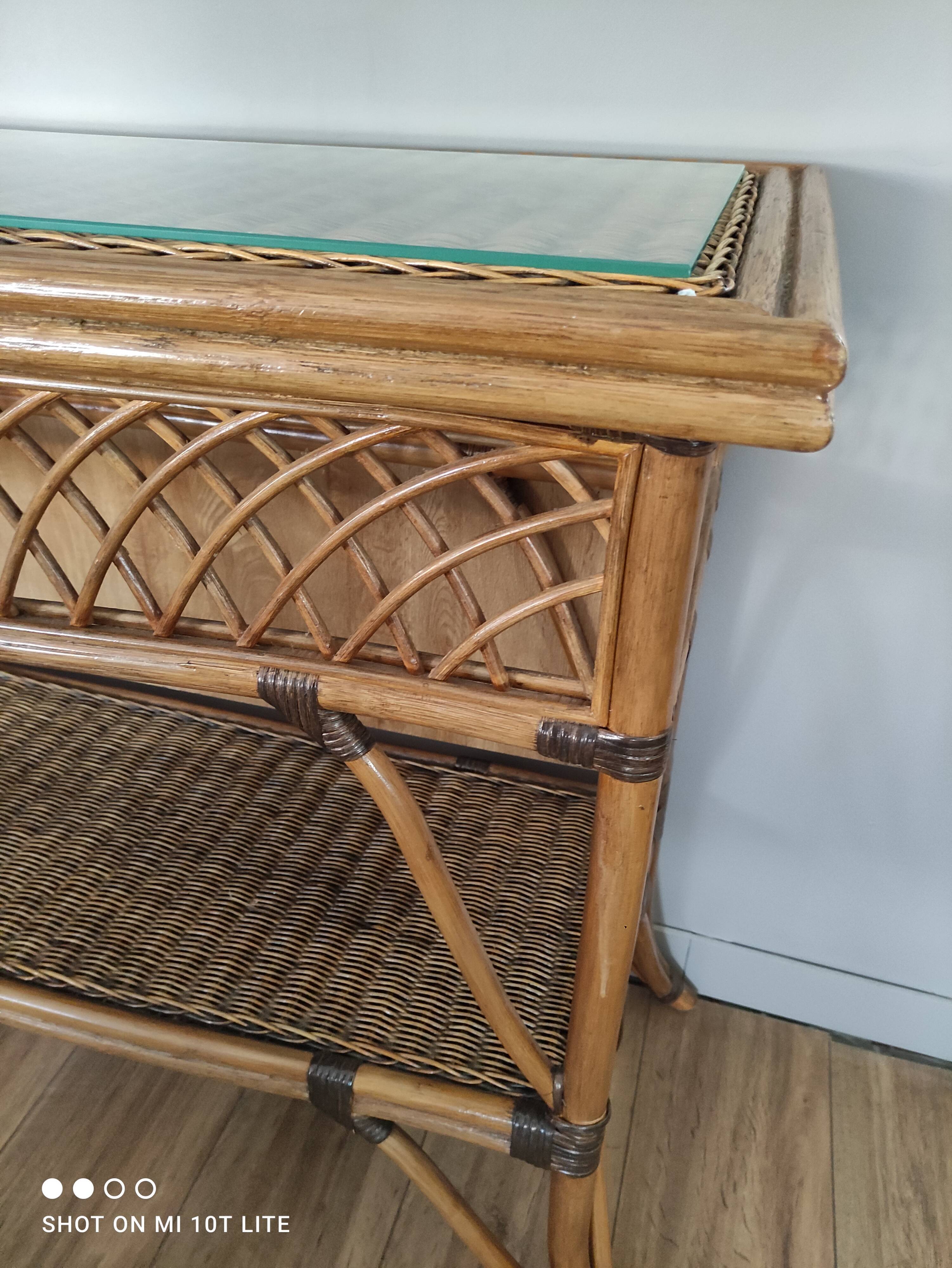 Vintage rattan console