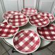 Set of 8 dessert plates fb badonviller pink gingham model 40s