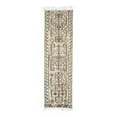 Tapis couloir vintage turc en laine et coton noué à la main des années 1970, beige, 97x336.