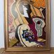 1960s Vintage Cubist Painting of Abstract Figures Composition Modernist, Framed