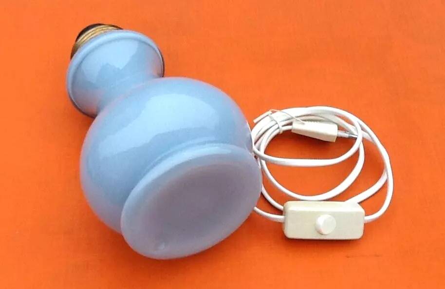 Shower lamp base, blue opaline glass