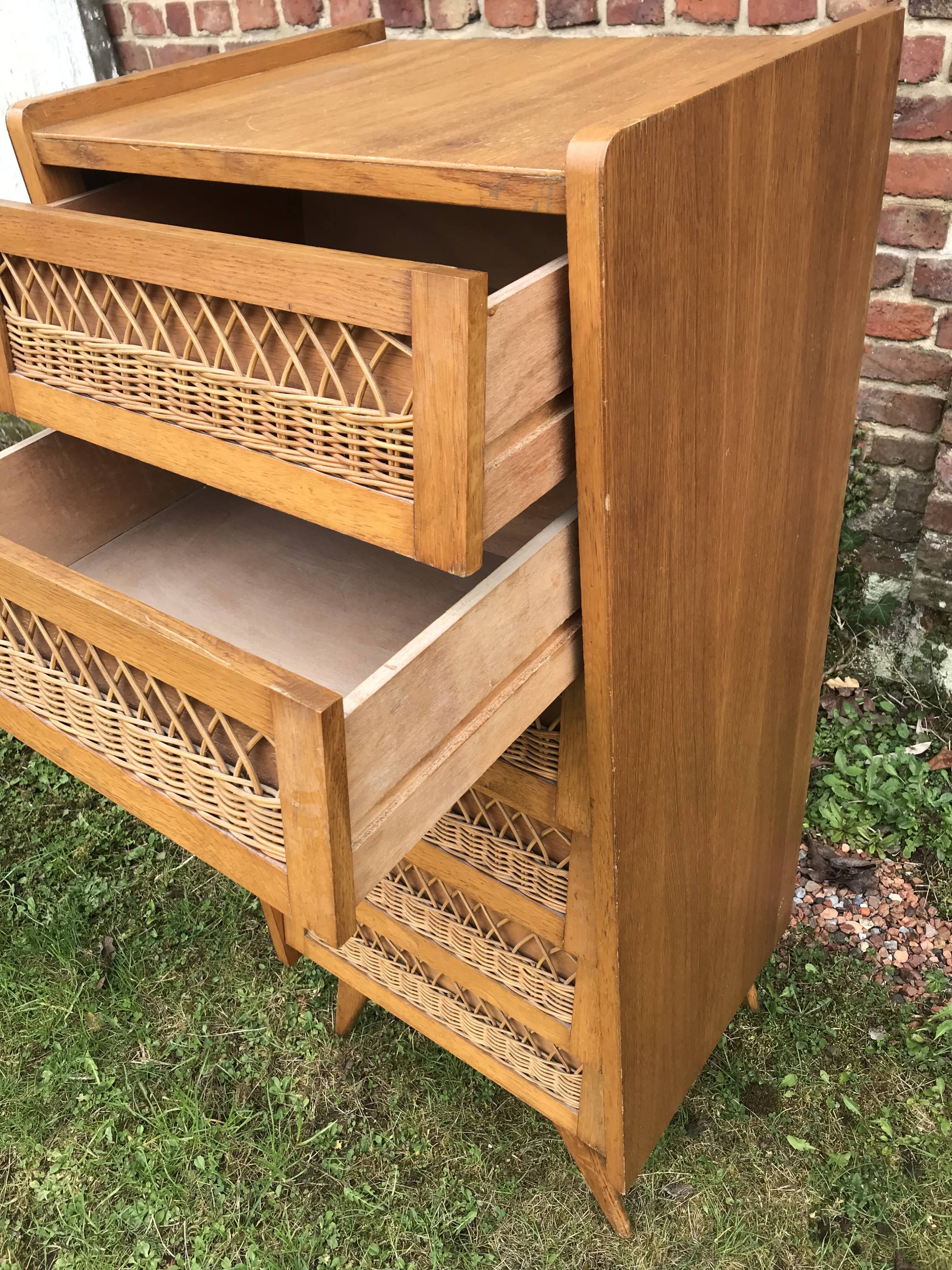 Commode rotin vintage
