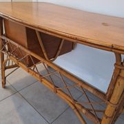 Rattan and bamboo desk with chair - Audoux Minet style from the 1970s.