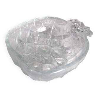 Textured pressed glass ramekin, pineapple shape, vintage, 15x12cm
