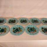 Series of 9 dessert plates in Majolica slip Faience of Sarreguemines