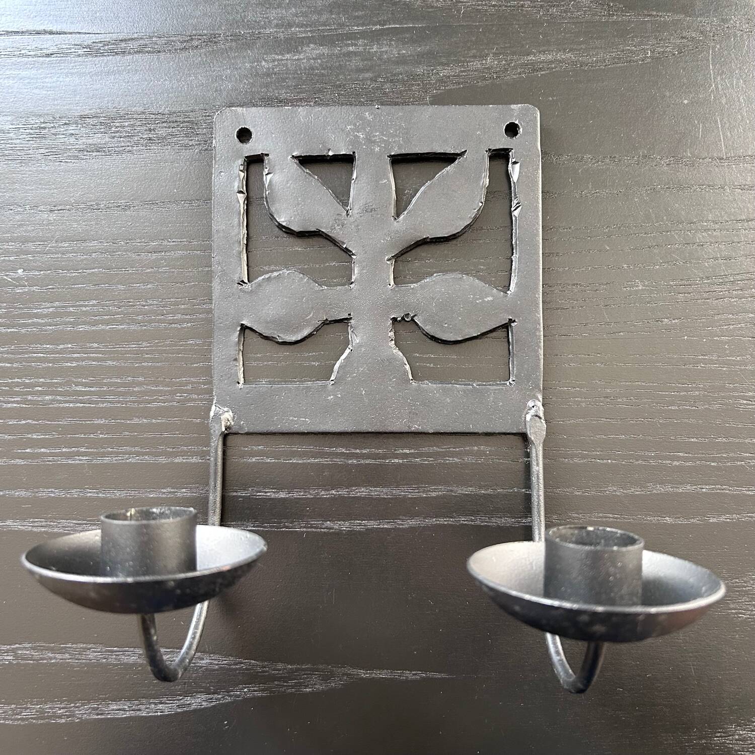 Wrought iron wall candle holder