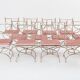 Maison Jansen rare set of 12 steel brass pink velvet chairs 1960