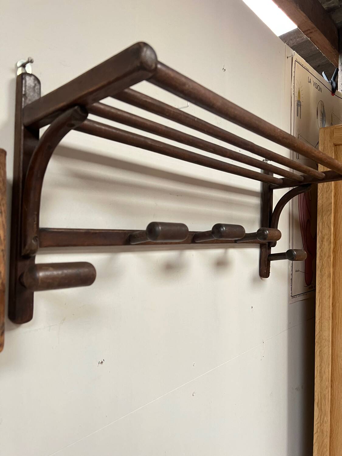 Old oak wall coat rack