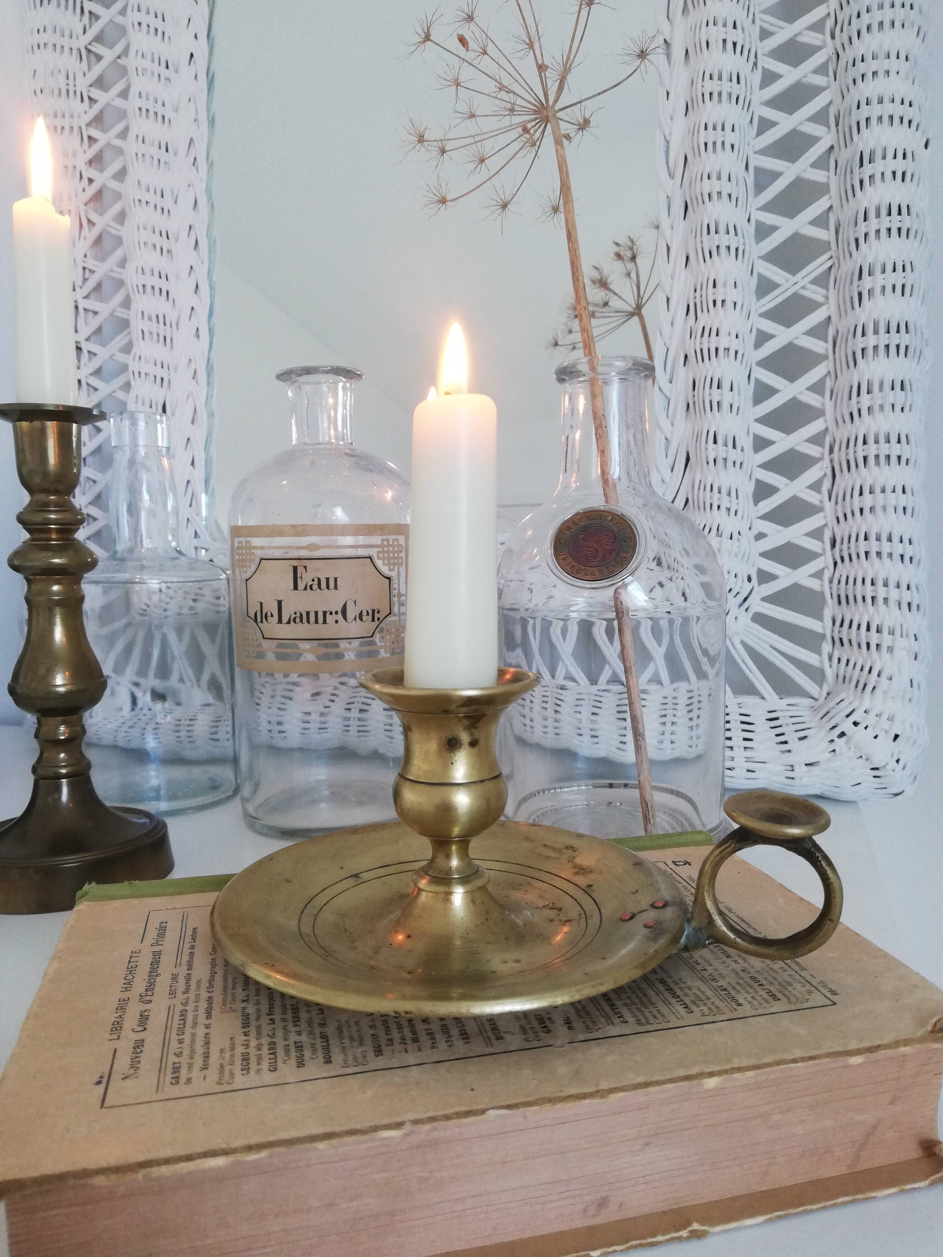 Vintage brass chamber candle holder