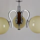 Bauhaus chrome & wood chandelier, 1940