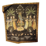 INDIA PICHWAI painting on silk KRISHNA RADHA GOPIS, Kanera Rajasthan mid 20th century