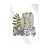 Print collage format a3. sur les toits