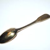 Precious set of 6 teaspoons and its sugar tongs in SOLID SILVER plated Gold Vermeil 19th s