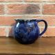Navy Blue and White German Pitcher Made in Rügen, Drip Glaze Pottery