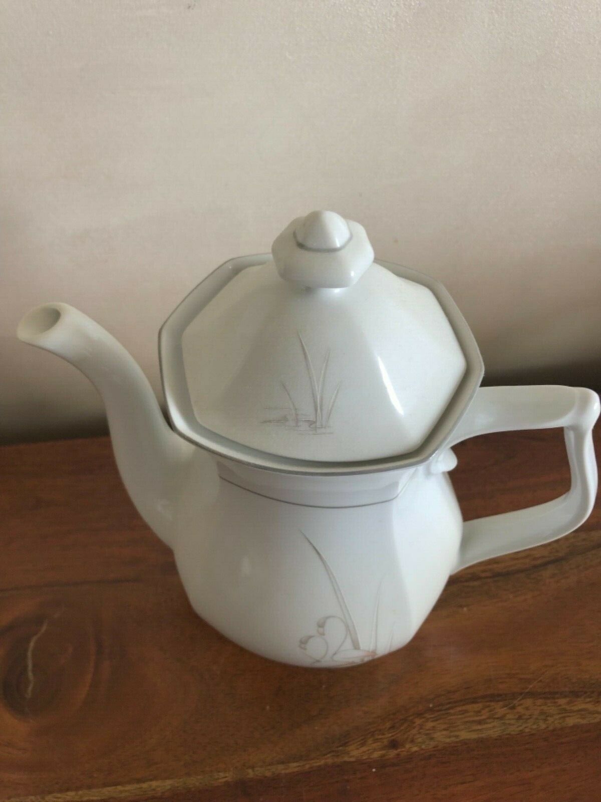 Vintage ceramic coffee maker pink Flemish decoration