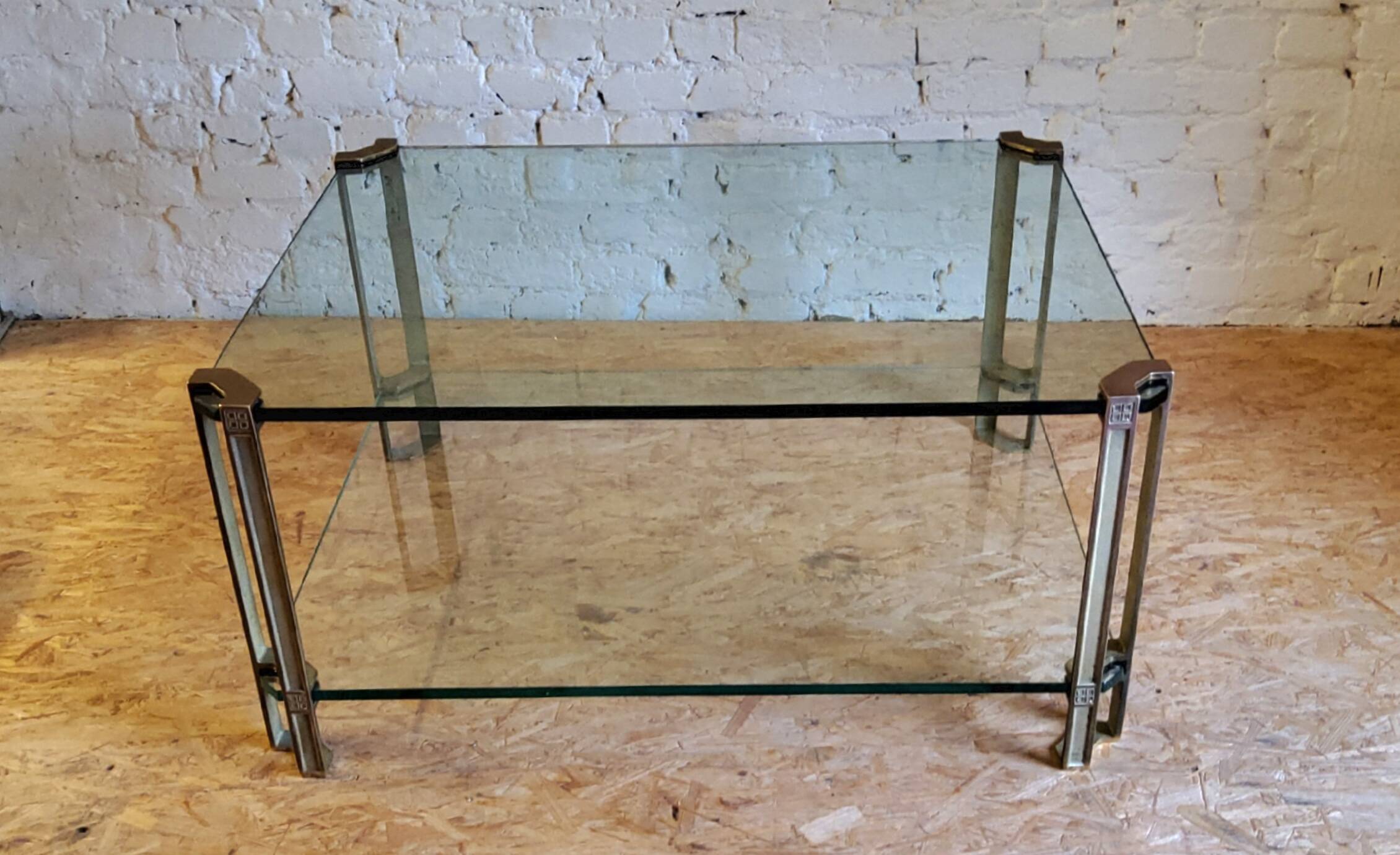 Glass and brass coffee table by Peter Ghyczy, Netherlands 1970s
