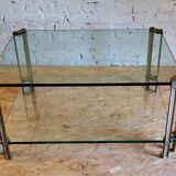 Table basse en verre et laiton par Peter Ghyczy, Pays-bas 1970